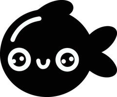 mignonne kawaii poisson vecteur illustration avec noir Couleur blanc Contexte