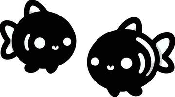 mignonne kawaii poisson vecteur illustration avec noir Couleur blanc Contexte