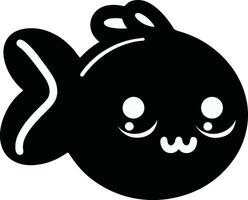 mignonne kawaii poisson vecteur illustration avec noir Couleur blanc Contexte