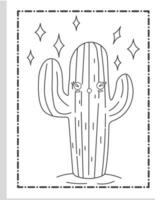 mignonne kawaii cactus coloration pages vecteur