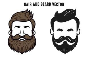 coiffure avec barbe silhouette vecteur illustration, ensemble de différent silhouettes de barbu