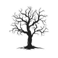 hanté arbre esquisser vecteur silhouette isolé sur une blanc arrière-plan, mort effrayant arbre silhouette vecteur