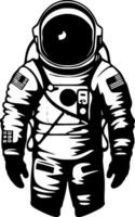 astronaute - noir et blanc isolé icône - vecteur illustration