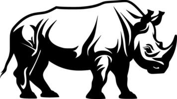 rhinocéros - noir et blanc isolé icône - vecteur illustration