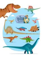 dessin animé dinosaures, reptile isolé personnages vecteur