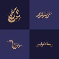 4 motifs de calligraphie arabe avec traduction du ramadan kareem. vecteur