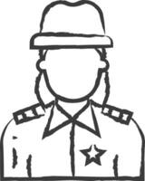 police officier femme main tiré vecteur illustration