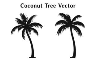 noix de coco des arbres silhouette vecteur gratuit, noix de coco arbre silhouettes paquet