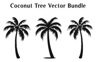 noix de coco des arbres silhouette vecteur gratuit, noix de coco arbre silhouettes paquet