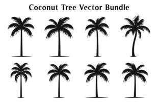 noix de coco des arbres silhouette vecteur gratuit, noix de coco arbre silhouettes paquet