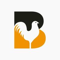 lettre b la volaille logo avec poule symbole. coq logo, poulet soupir modèle vecteur