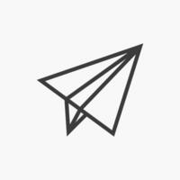 papier avion ligne icône vecteur. message, lettre, poster, origami, avion symbole signe vecteur