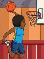 basketball fille claquer tremper coloré dessin animé vecteur