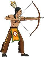 originaire de américain Indien avec arc et La Flèche clipart vecteur