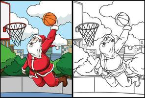 basketball Père Noël claquer tremper coloration illustration vecteur
