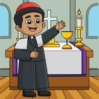Christian prêtre coloré dessin animé illustration vecteur