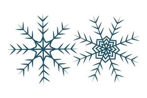 ensemble de 2 à motifs flocons de neige dans branché bleu. conception éléments pour Noël ou Nouveau année salutations vecteur