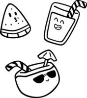 mignonne dessin animé été nourriture thème icône art pour les enfants vecteur