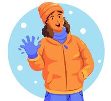 illustration de une femme portant hiver vêtements portant chaud Vêtements vecteur