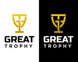 gt des lettres monogramme championnat trophée logo conception. vecteur