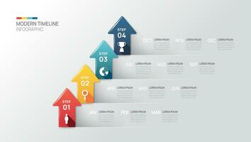 affaires étape chronologie infographie La Flèche modèle. moderne Étape importante élément chronologie diagramme calendrier et 4 trimestre les sujets, vecteur infographies.