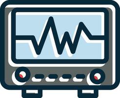 électrocardiogramme vecteur épais ligne rempli foncé couleurs