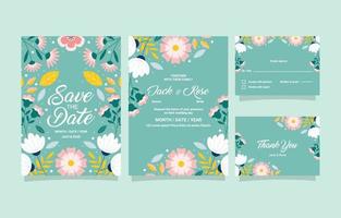 invitation de mariage dans un ensemble floral coloré vecteur