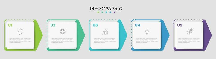 affaires infographie conception modèle avec Icônes et 5 pas. vecteur