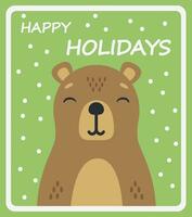 mignonne capybara sur une vert neigeux Contexte. dessin animé hiver affiche. vecteur carte postale.