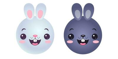 vecteur emblème pour Nouveau année de 2023 avec tête de une mignonne lapin. vecteur Icônes de kawaii lapin pour 2023 an. lapin emoji pour chinois Nouveau an.