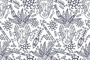 africain sans couture motif.bleu et blanc fond.aztèque style abstrait vecteur illustration.design pour texture, tissu, vêtements, emballage, décoration.africain griffonnage art modèle.