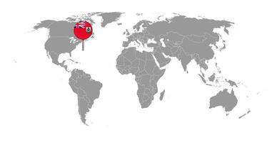 épinglez la carte avec le drapeau des bermudes sur la carte du monde. illustration vectorielle. vecteur