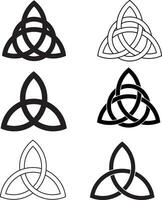 triquetra symbole ensemble de celtique trinité nouer. triquetra celtique nœud glyphe icône. celtique nœud symbole. trinité signe. plat style. vecteur