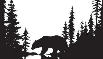 ours sur le forêt vecteur silhouette illustration noir Couleur