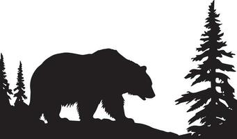 ours sur le forêt vecteur silhouette illustration noir Couleur sept