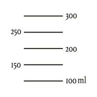 échelle 300 millilitres liquide le volume pour cuisine mesure tasses, chimique expériences gobelet dans le laboratoire. vecteur modèle.