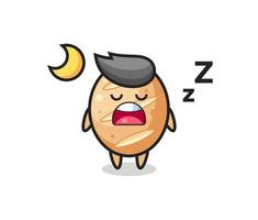 illustration de personnage de pain français dormant la nuit vecteur