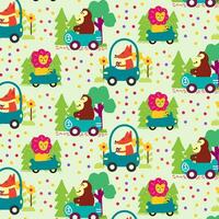 mignonne animaux conduite une voiture sans couture modèle. pour tissu, imprimer, textile et fond d'écran vecteur