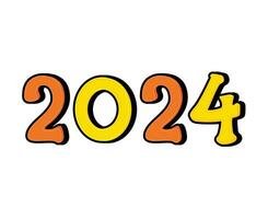 content Nouveau année 2024 abstrait Orange et Jaune graphique conception vecteur logo symbole illustration