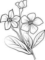 Célibataire ligne dessin de beauté Frais pervenche pour Accueil mur art décor. imprimable affiche décoratif épée pervenche fleur concept. moderne ligne dessin catharanthus fleur conception vecteur illustration