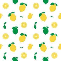 Motif abstrait sans couture de fruits frais citron sur fond blanc vecteur