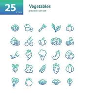 jeu d'icônes de dégradé de légumes. vecteur
