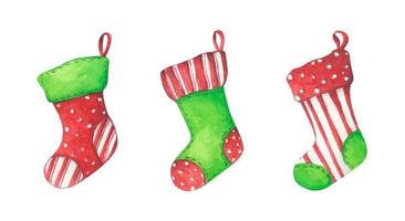 chaussettes de noël. illustration à l'aquarelle. vecteur