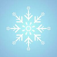 une blanc géométrique minimaliste flocon de neige élément et icône et blanc flocon de neige pour hiver, printemps et Noël éléments sur isolé bleu Contexte vecteur