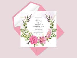 modèle d'invitation de mariage floral élégant vecteur