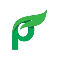 p initiale lettre avec vert feuille logo vecteur