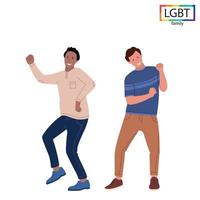 la famille lgbt deux hommes s'amusent à danser - vecteur