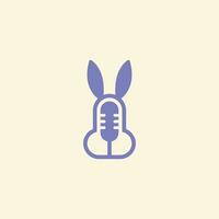 lapin Podcast logo avec micro icône modèle vecteur