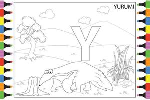 coloriage de dessin animé animal yurumi pour les enfants vecteur