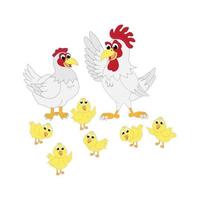 dessin animé mignon de famille de poulet vecteur